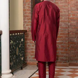 PATR Men Embroidered Regular Kurta with Trousers & With Dupatta image 2