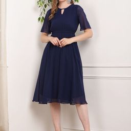 Tushita Women Flared Sleeve Fit & Flare Midi Dress-image-13