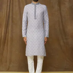 Samyukta Singhania Men Regular Thread Work Kurta with Churidar-picture-37