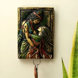 Unravel India Wooden Radhey Krishna Wall Mounted Key Holder-9