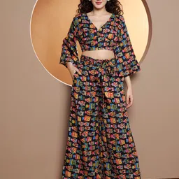 BRINNS Printed V-Neck Top With Palazzo-image-50