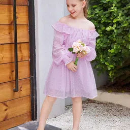 R Cube Flutter Sleeve Georgette Fit & Flare Midi Dress image 2