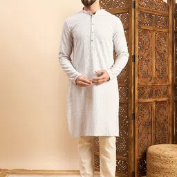SWAGG INDIA Ethnic Motifs Embroidered Mandarin Collar Straight Kurta-54