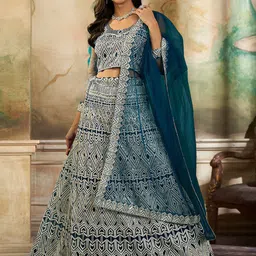Kvsfab Embroidered Sequinned Semi-Stitched Lehenga & Unstitched Blouse With Dupatta-picture-34