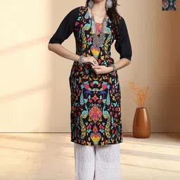 HERE&NOW Selection Of 2 Floral Printed Round Neck Straight Kurta-picture-46