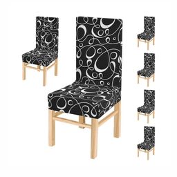 Yellow Weaves Black & White 6 Pieces Printed Stretchable Chair Covers-image-48