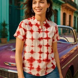 CORSICA Red Dyed Viscose Rayon Tops-image-9