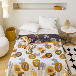 JC HOME White & Yellow Cartoon Characters AC Room 350 GSM Single Bed Quilt-image-81