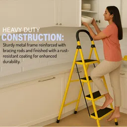 ADA Handicraft Yellow & Black 4 Step Anti-Skid & Foldable Step Ladder image 5