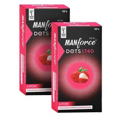 Manforce Men Set Of 2  Litchi Flavoured Extra Dotted Condoms - 10 Pcs Each-37