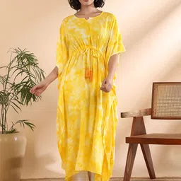 PinkTribe Women Abstract Printed Shibori Daily Kaftan Kurta-0