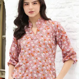 DressBerry Women Floral Printed Puff Sleeves Top-15
