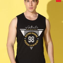 WOOSTRO Pack Of 2 Printed Super Combed Cotton Gym Vests VWS26(98 BLACK)(BKLN RED)-4