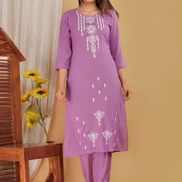 Mehsoos Women Ethnic Motifs Embroidered Regular Thread Work Kurta with Trousers-picture-4