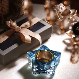 Pure Home and Living Blue & Gold-Toned 2 Pieces Glass Tealight Candle Holder-image-78