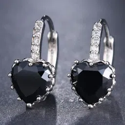 MYKI Silver-Plated Contemporary Stainless Steel Cubic Zirconia Hoop Earrings-10