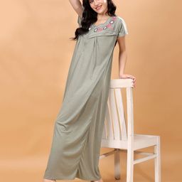 CHUI MUI Women Embroidered Maternity Maxi Nightdress-image-21