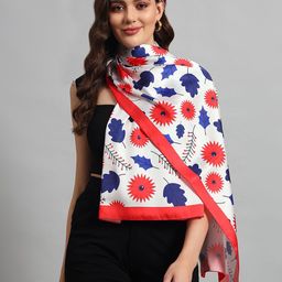Ravaiyaa Women White and Red Printed Satin Scarf-image-46