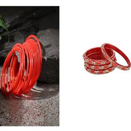 SOMIL Set Of 16 Red Alloy Artificial Stones and Beads Antique Bangles-image-59