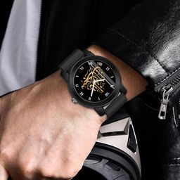 CSAMON Men Skeleton Dial & Straps Analogue Watch PandoBLK Islamic ROM05 804 BLK_SH image 4