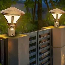 KINIS Brown 2 Pieces Frustum Shaped Weatherproof & Rust Resistant Outdoor Pole Lamps-image-32