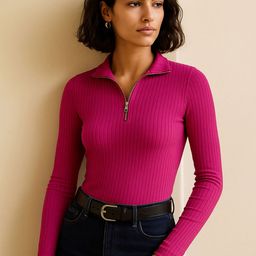 SASSAFRAS Ribbed Shirt Collar Fitted Regular Top-picture-7