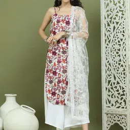 Jompers Women Floral Printed Regular Kurta with Palazzos & With Dupatta Kurta Sets-picture-8