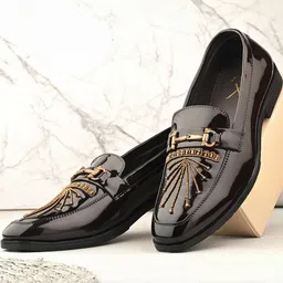 DODA Men Leather Printed Slip-on Formal Shoes-picture-5