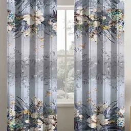 Aura Set of 2 Floral Eyelet Long Door Curtain-7
