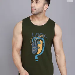 SLOWLORIS Pack Of 2 Typography Printed Combed Cotton Gym Vests-picture-23