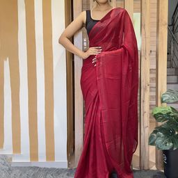 HERE&NOW Striped Pure Chiffon Jamdani Saree-image-98