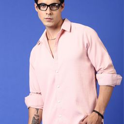 Voroxy Standard Textured Wrinkle Free Casual Shirt-image-3