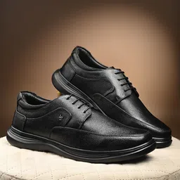LOUIS STITCH Men Jet Black Genuine Leather Ultra Lightweight Derby Shoes-image-91