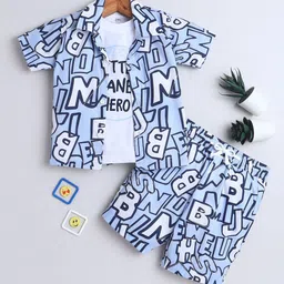 Ministitch Printed Shirt T-Shirt With Shorts Clothing Set-51