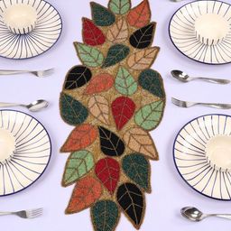 YWULY Green & Beige Dining Table Beaded Runner-46