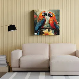 SIVOM Brown & Orange Canvas Parrots Wall Art-image-22