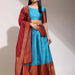 Payu Semi-Stitched Lehenga & Unstitched Blouse With Dupatta image 4