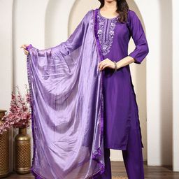 Anouk Rustic Women Floral Embroidered Thread Work Kurta with Trousers & Dupatta-picture-43