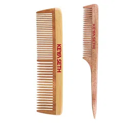 KEYA SETH Set Of 2 Neem Wooden Comb For Promotes Hair Growth-13