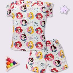 YK Disney Girls Pure Cotton Printed T-Shirt with Shorts-picture-10