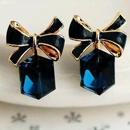 VR Creatives Sterling Silver Bow Artificial Stones Studs-1