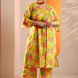 EXTRA LOVE BY LIBAS Floral Printed Tunic & Trousers Co-Ord Set-image-38