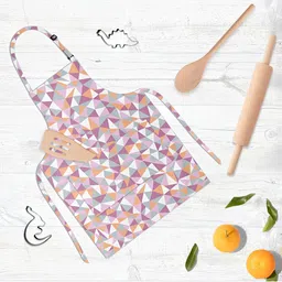 ArtzFolio Kids White & Violet Printed Cotton Aprons-14