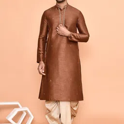Arihant Rai Sinha Men Ethnic Motifs Embroidered Regular Mirror Work Kurta with Dhoti Pants-picture-13