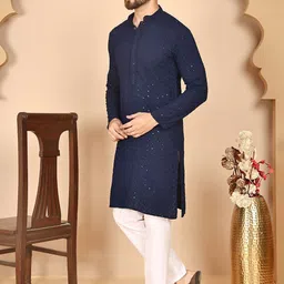 Anouk Rustic Men Woven Design Embroidered Kurta with Pyjama image 5