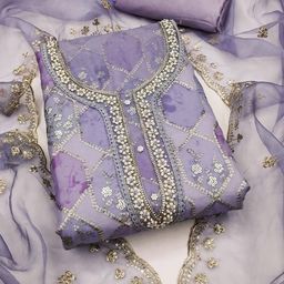 DIVASTRI Embellished Organza Unstitched Dress Material-image-85
