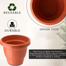 Kuber Industries Set Of 8 Orange-Coloured & Green Planter With Pot image 4