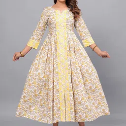 JAIPURI COLLECTION Women Printed Cotton Fit and Flare Anarkali Dress-image-77
