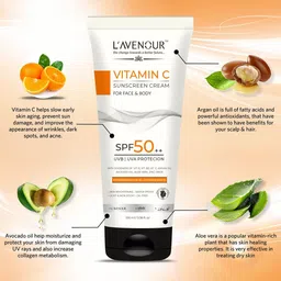 L'AVENOUR Set Of 2 Vitamin C Sunscreen Cream SPF50++ For Face & Body - 100 ml Each image 5