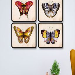 Myntra Elegant Homes Red And Purple 4 Pieces Butterfly Wood Wall Art-image-94